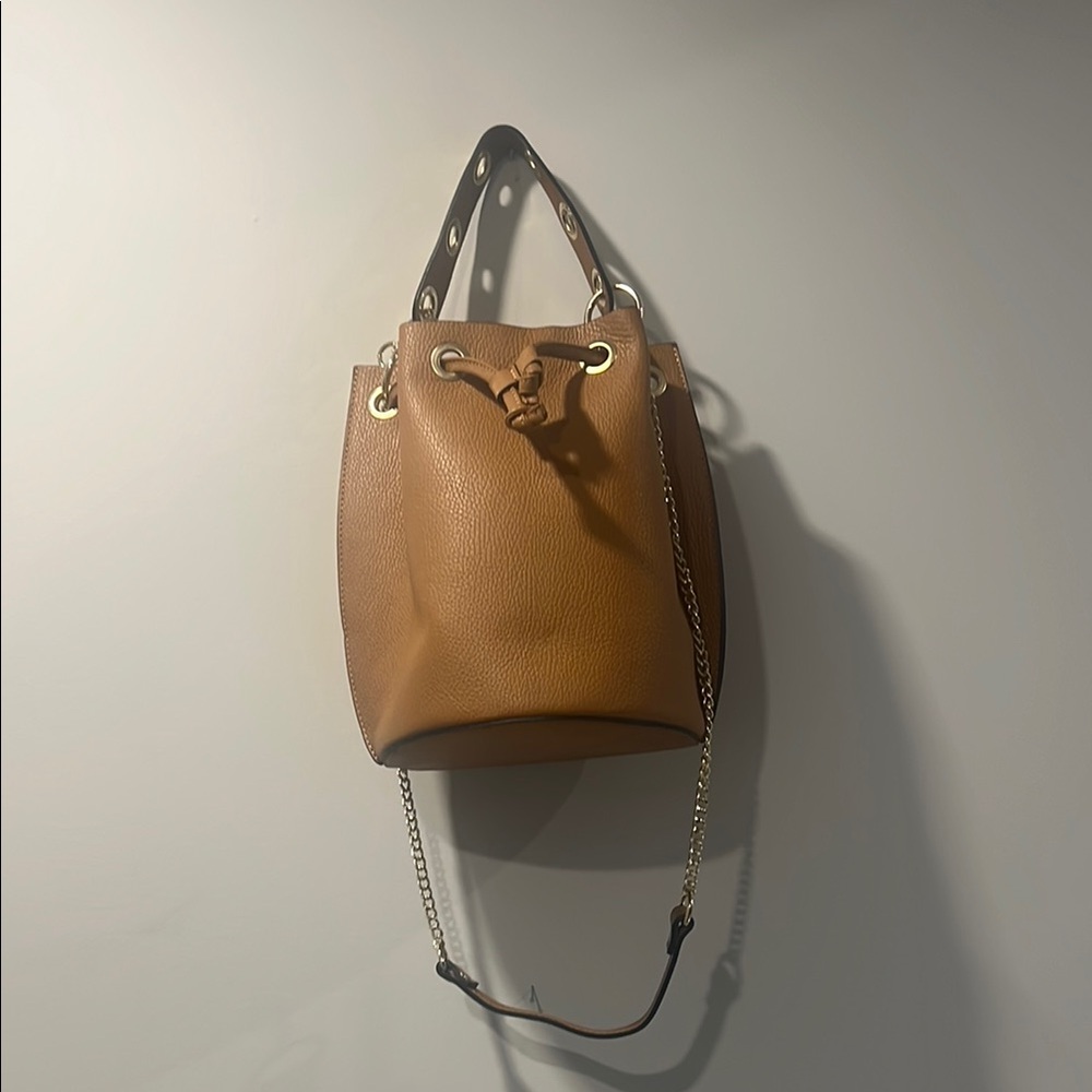 New Tan Leather Bucket Bag